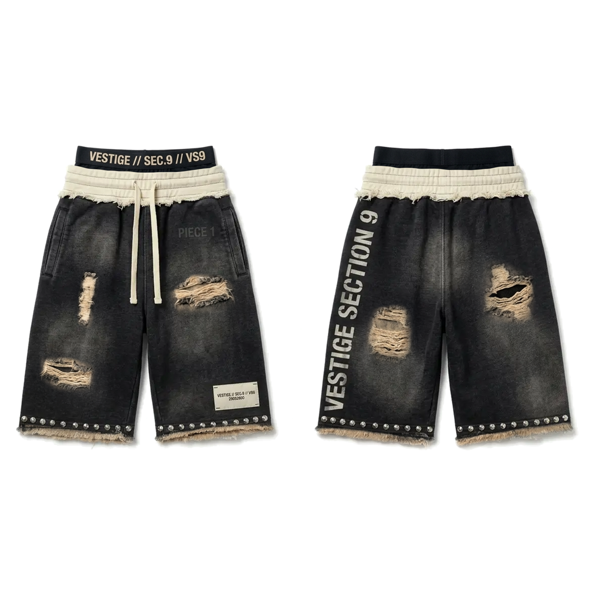 VESTIGE // SEC.9 — "PIECE 1" Distressed Shorts